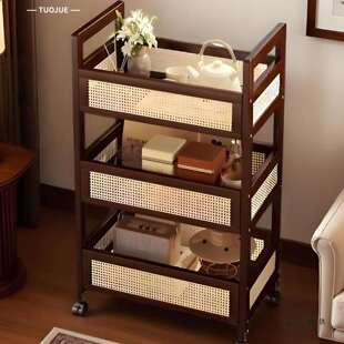 中古风小推车客厅可移动置物架家用多层非实木储物架复古沙发边几