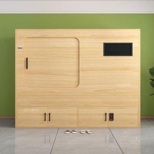 推拉门太空舱上下床青旅酒店密码锁高低床单层实木床多功能宿舍床