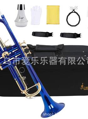 演奏型蓝色降B调小号铜管乐器三音小号新手练习初学者小号小喇叭