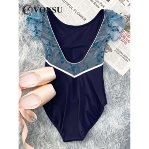 vonsu梵舒高级芭蕾舞练功服舞蹈短袖体服亲子款儿童体操服网纱女