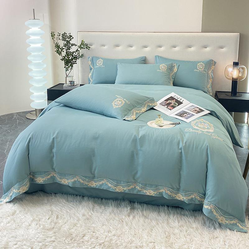 秋冬新款全棉加厚磨毛高端刺绣四件套纯棉床单被套网红直播热款