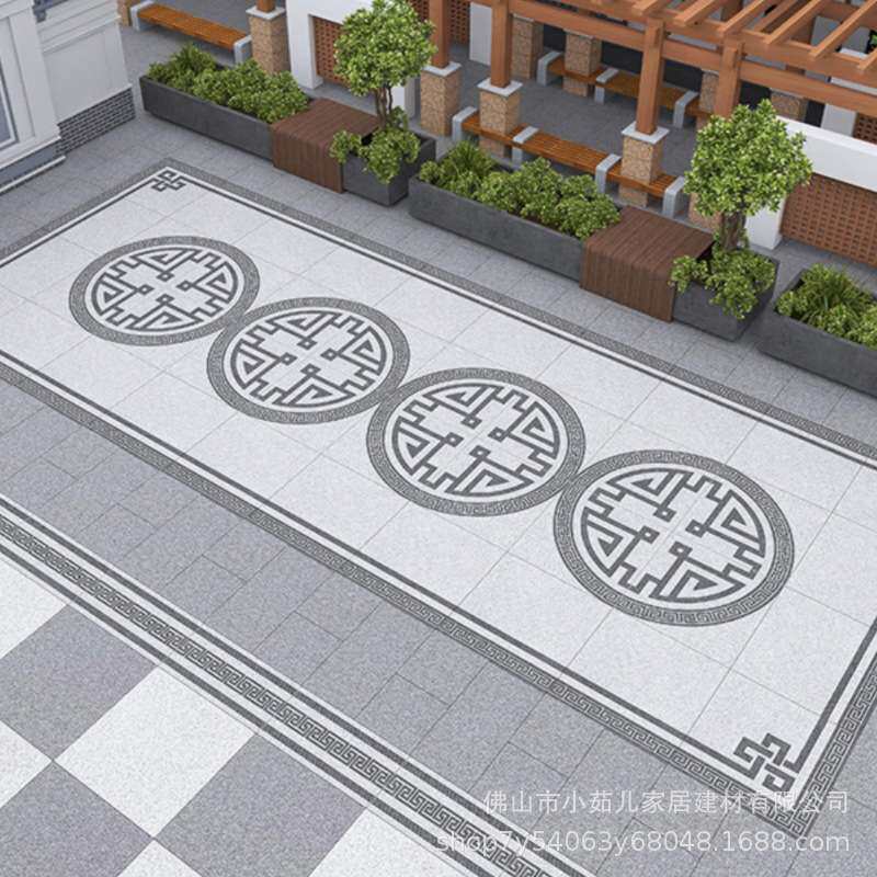新中式寓意福气满满别墅拼花地砖小院庭院瓷砖无限拼花地铺石防滑