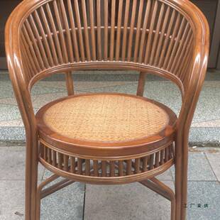 人天然真藤家单编织阳台老人办公靠背休985闲护腰扶手藤椅椅子用