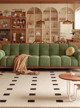 风法式复古沙发钢琴客厅小户家型奶油新款墨HZF绿色美键式布艺沙