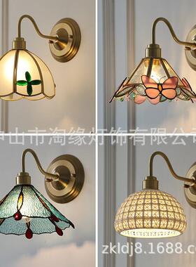 日式式灯复19726古美文黄铜玻璃壁北艺欧民宿过道床头楼梯创意卧