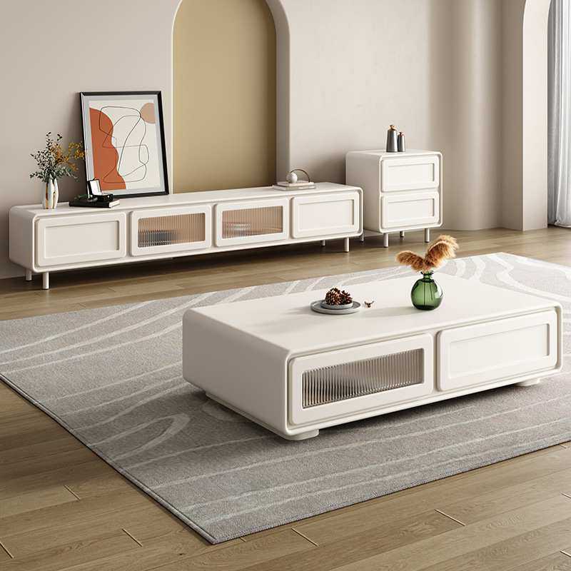 奶油风茶几电视柜组合北欧客厅岩板茶几高脚电视柜斗柜方形茶几,3C数码配件,USB灯,淘宝优惠券,粉丝福利购,淘宝优惠卷