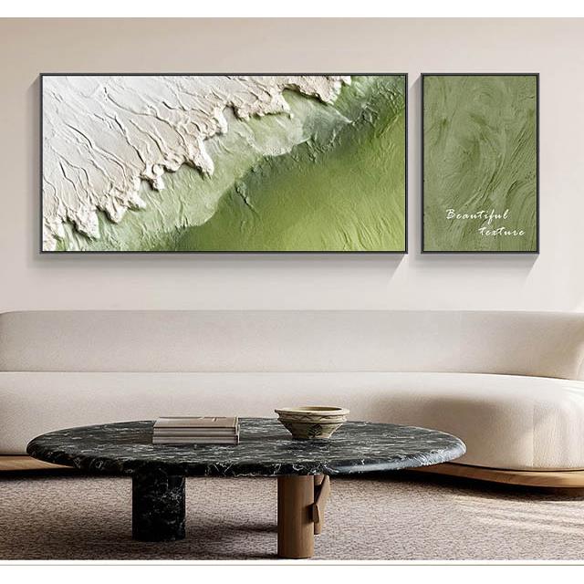 手绘油画肌理画现代简约客厅沙发装饰画大海北欧挂画组合二联画