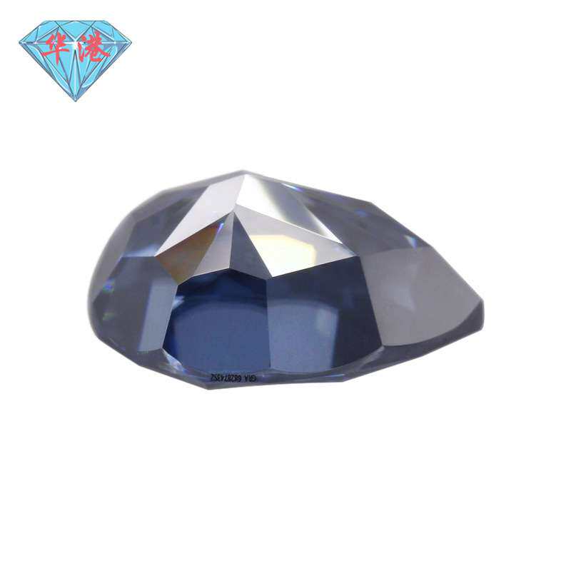 华港宝石 莫桑钻裸钻梨形水滴形戒面 浅宝蓝色兰色莫桑裸石