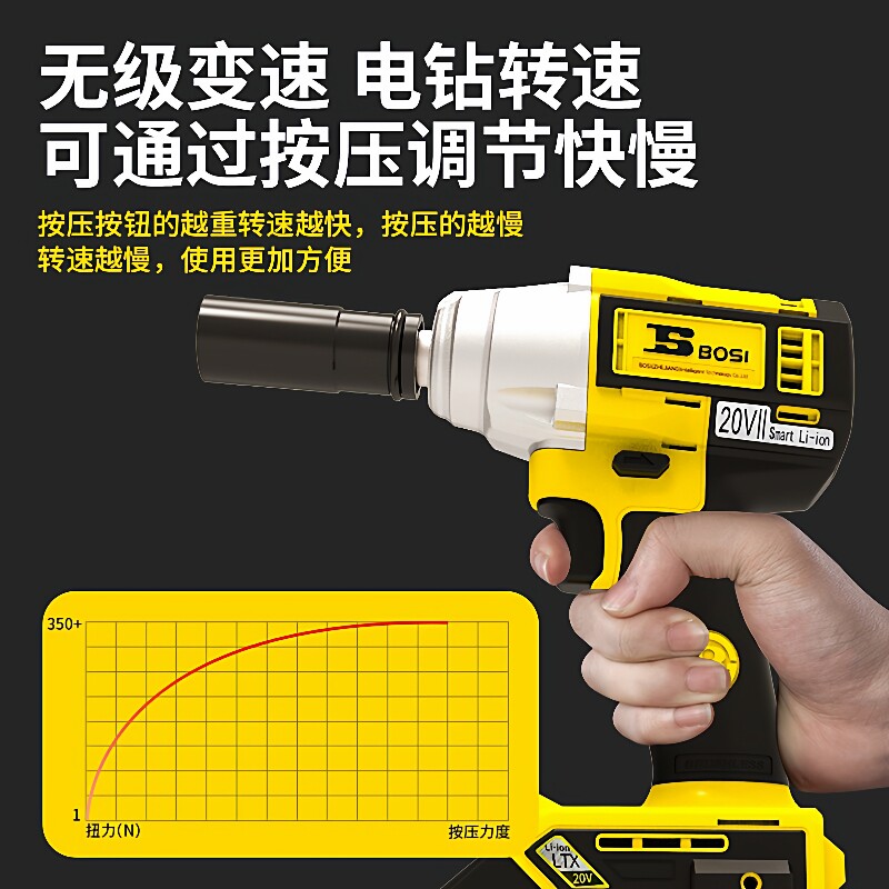 波斯工具大扭力轮胎汽修工具锂电小型充电板子 无刷电动扳手