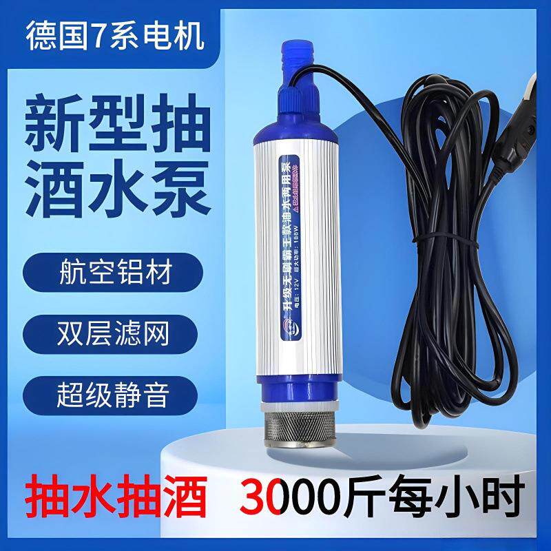 电动抽酒泵家用12V抽水泵不锈钢抽酒泵全自动抽酒器吸酒器