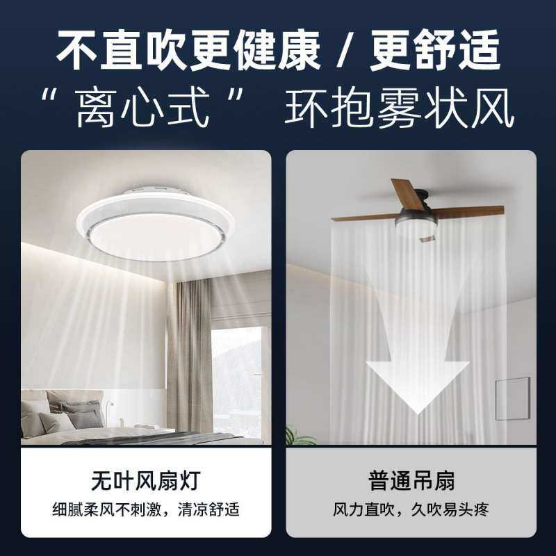 静音无叶风扇灯卧室吸顶灯led带风扇智能语音超薄现代简约卧室灯