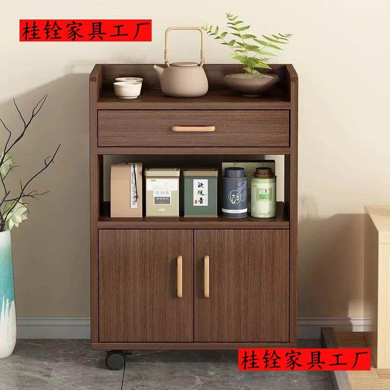 茶水柜家用储物柜移动带轮小茶几餐边柜微波炉厨房橱柜碗柜收纳柜