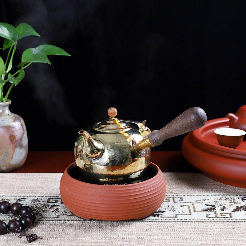 若容茶艺纯紫铜加厚纯手工铜壶煮茶侧把复古纯铜壶铜壶烧水壶