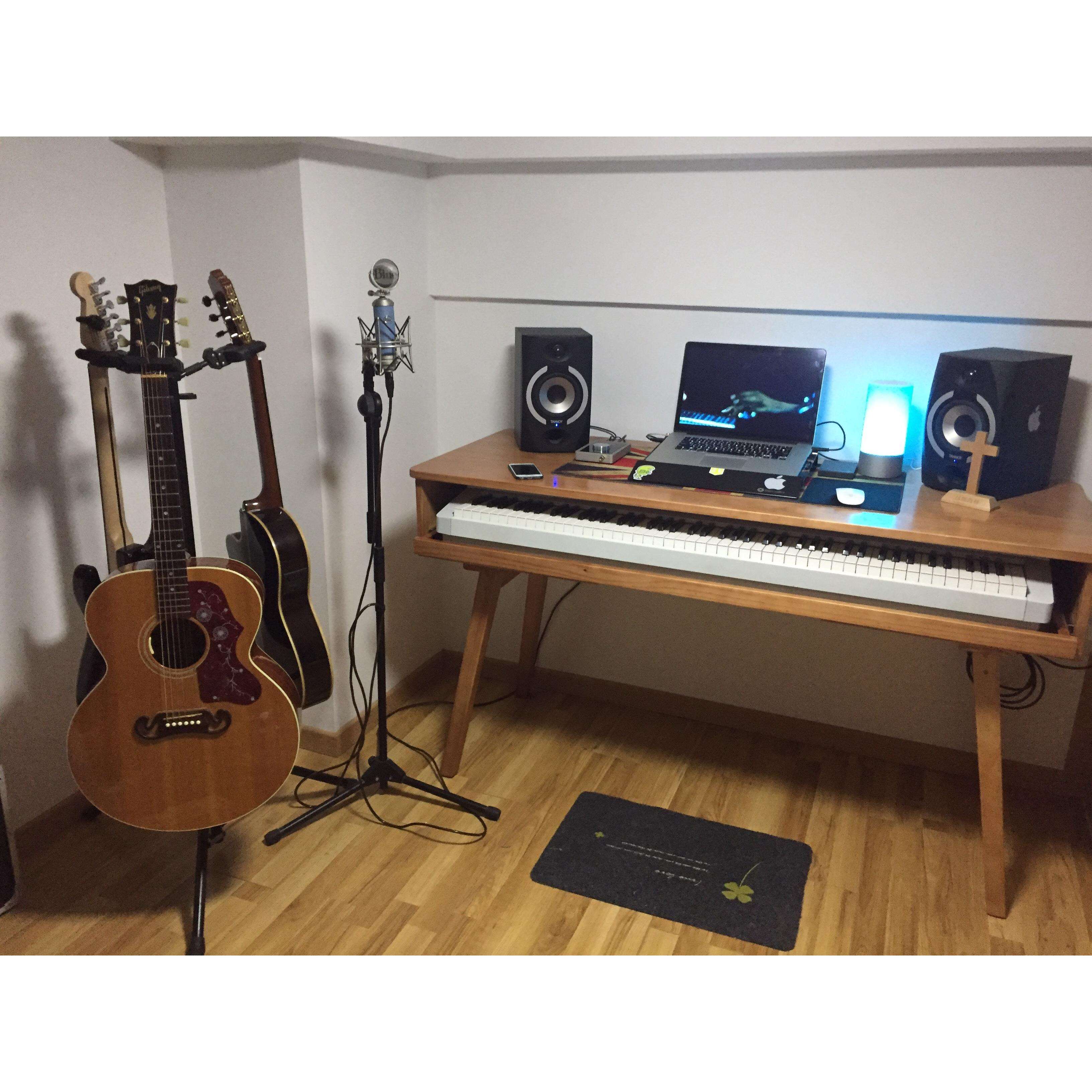88键电钢实木工作台midi音乐工作室桌带活动声卡机柜琴桌编曲桌