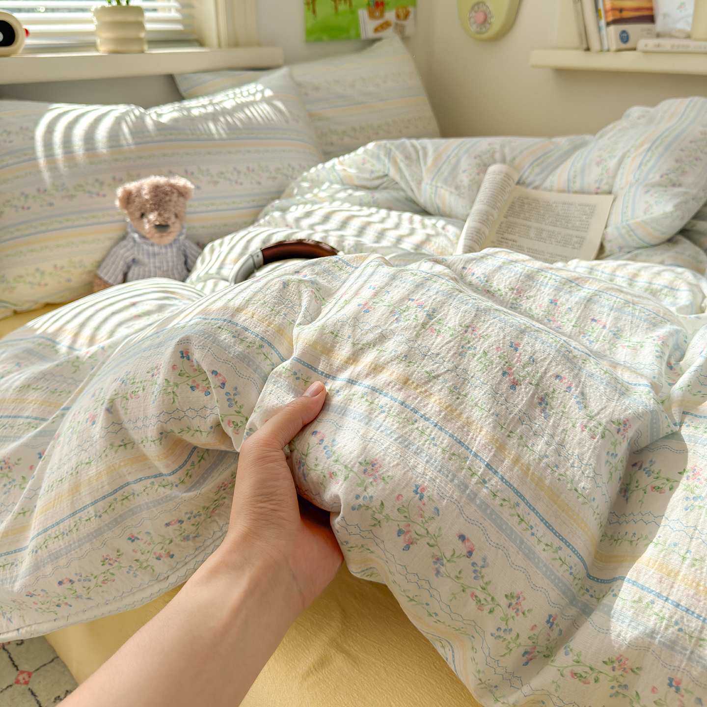 新品母婴级双层纱布四件套全纯水洗棉被套学生宿舍三件套被罩被单