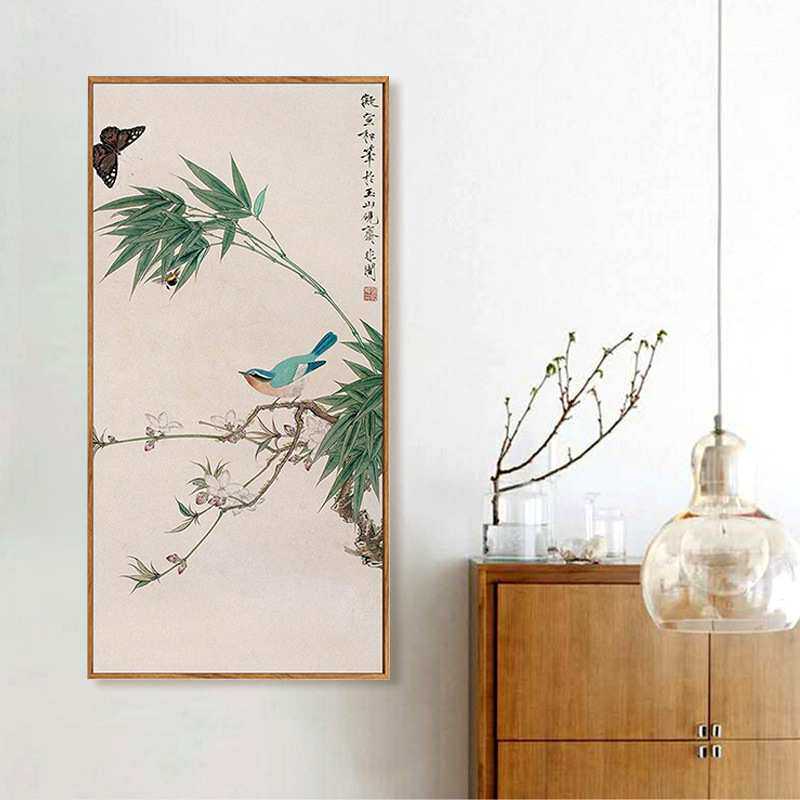 工笔花鸟国画酒店新中式装饰画禅意玄关画中国风客厅茶室书房挂画