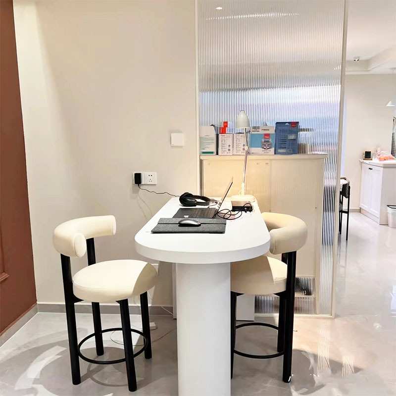 网红奶油风女生卧室梳妆椅小胖椅设计师家用餐椅酒吧咖啡厅吧台椅