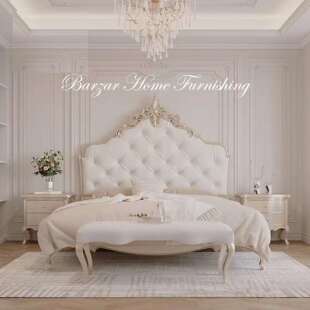 法式奶油公主风1.5.1.8米主卧实木大床轻奢现代简约次卧女儿房