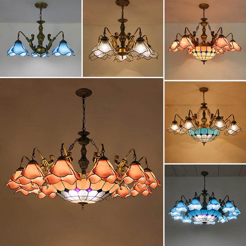 欧式田园荷花蒂凡尼客厅餐厅书房吊灯酒店大堂装饰酒吧工程吊灯