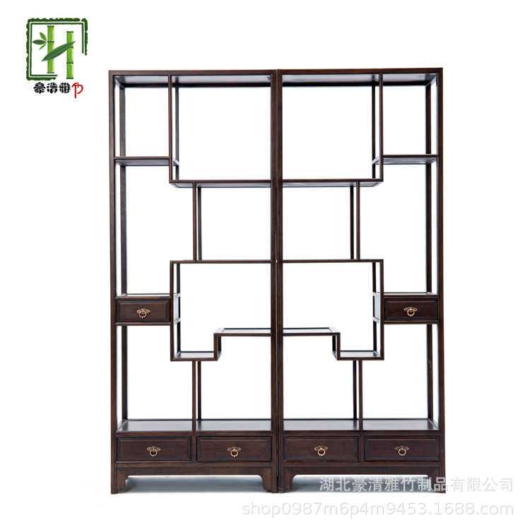 湖北立豪竹木家具厂加工竹博古架多宝阁竹制茶架竹茶柜竹架