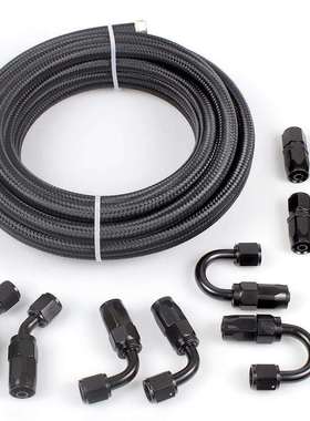 汽车油冷接头套装AN6/8/10黑色编织油冷器油管套件6米3.6米5米6.1