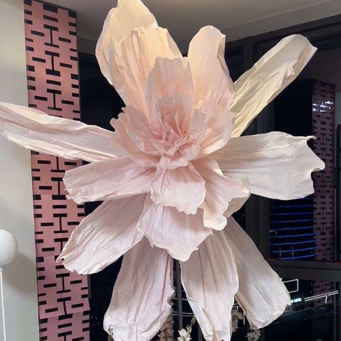 褶皱婚庆置美陈花婚礼大型纸花店面橱窗塑花摄影背景布大型粉色