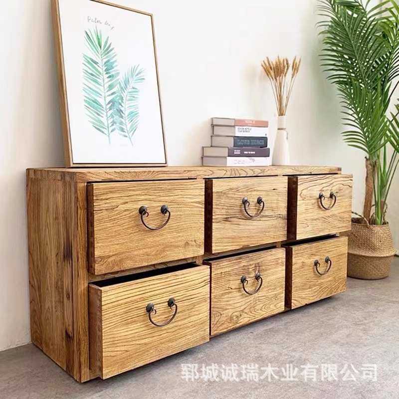 北方老榆木斗柜中式复古储物柜老门板现代简约玄关装饰九斗餐边柜