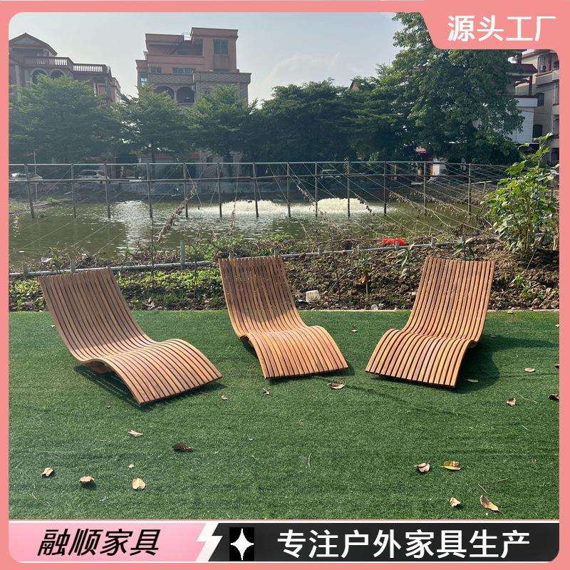 户外躺床庭院泳池午睡休闲躺床阳台防水防晒柚木躺椅防水花园家具
