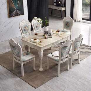 欧式大理石餐桌椅组合餐厅成套家具桌子小户型餐桌长方形餐桌家用