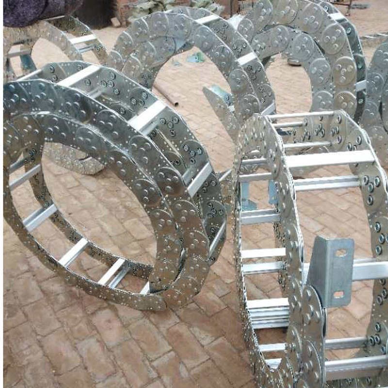 穿线油管桥式钢制不锈钢金属坦克链全封闭型钢铝拖链机床坦克链