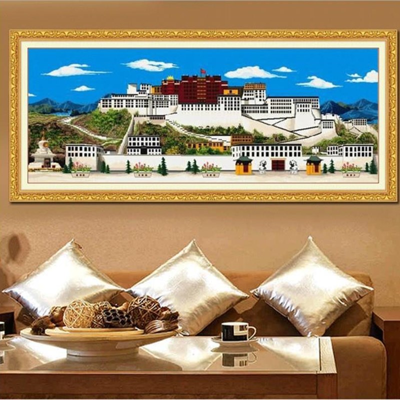 5d镶钻珠子点钻石画客厅布达拉宫风景新款满钻贴钻粘钻十字绣