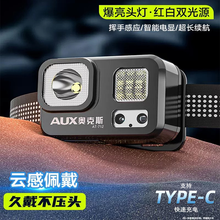 奥克斯强光超亮感应头灯