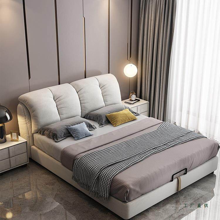 北欧布艺床双人床软包现代简约科技布床1米5主卧大气轻奢婚床
