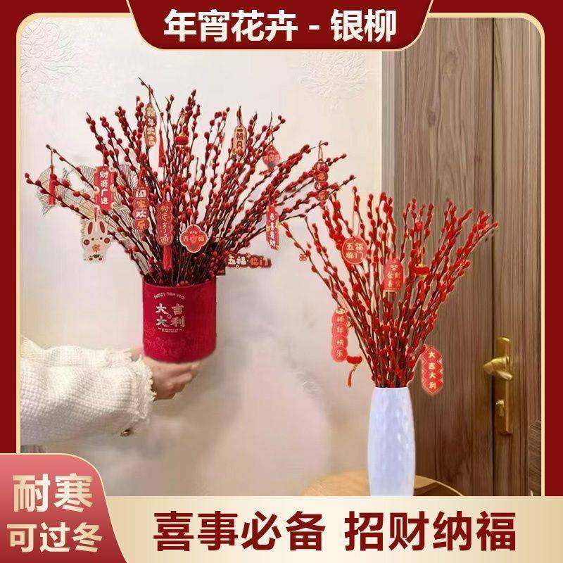 银柳真花鲜枝春节年宵水培植物干花红色花卉客厅福桶室内装饰,纺织面料/辅料/配套,纺织机械配件,淘宝优惠券,粉丝福利购,淘宝优惠卷