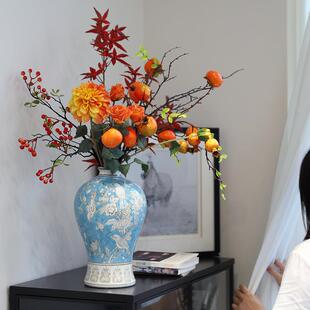 青花瓷花瓶高级感陶瓷摆件外贸工艺品客厅水培插花瓶玄关装饰花器