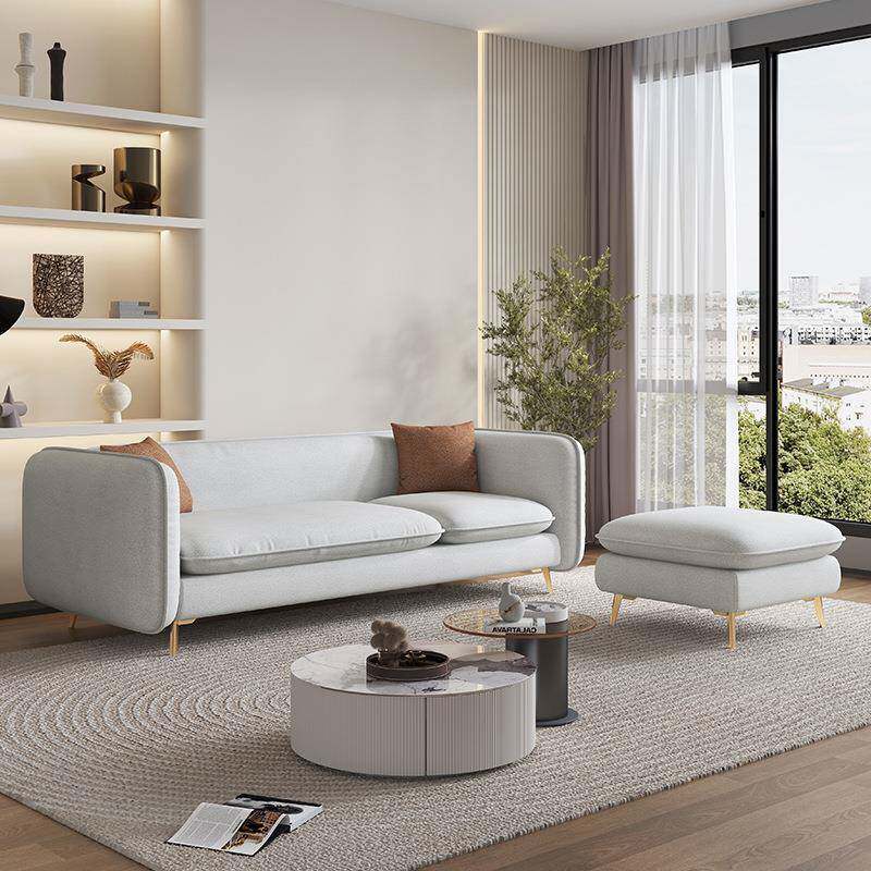 意式极简直排布艺客厅乳胶科技布沙发小户型组合家用酒店公寓沙发