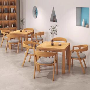 严选全实木正方形餐桌椅娱乐棋牌八仙桌餐厅面馆奶茶店方桌椅组合