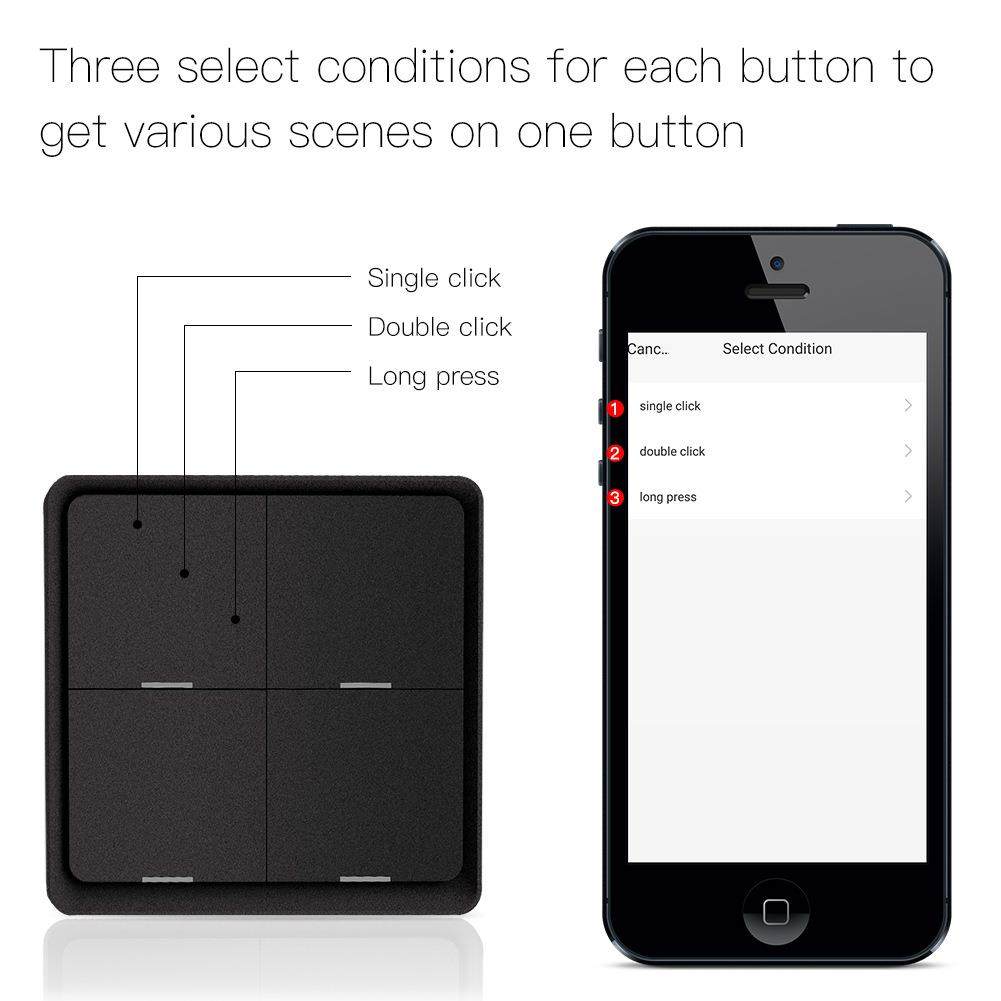 涂鸦智能家居zigbee场景开关app定时遥控4键情景随意贴智能开关,电子/电工,智能开关,淘宝优惠券,粉丝福利购,淘宝优惠卷