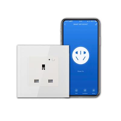 宾格智能家庭英规WIFI智能插座玻璃面板100-240V 16A墙壁插座