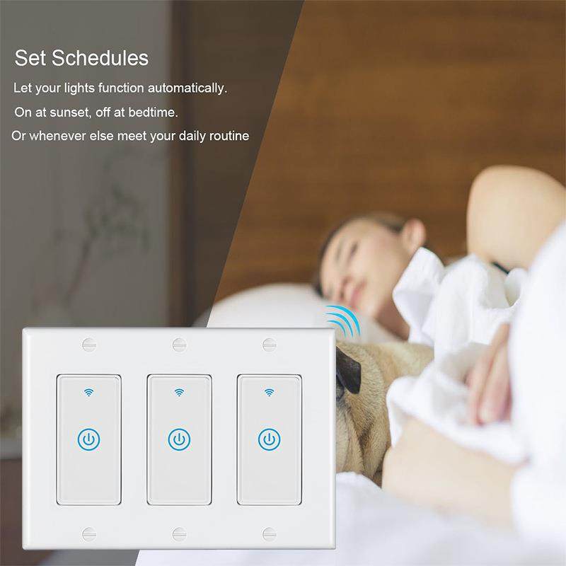 美规wifi远程控制三开智能开关手机语音定时触摸面板智能wifi开关,电子/电工,智能开关,淘宝优惠券,粉丝福利购,淘宝优惠卷