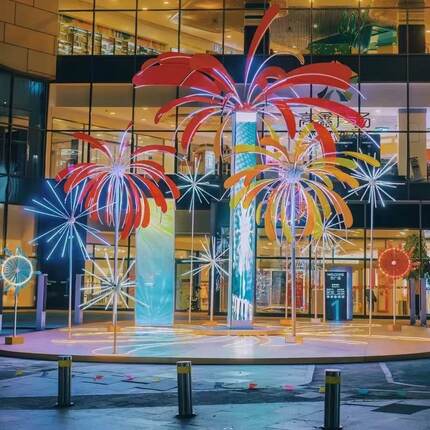 LED烟花造型装饰灯定制新年春节商场美陈景区亚克力发光烟花灯