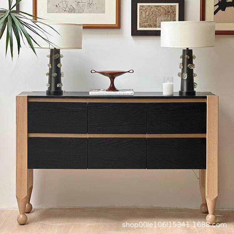 美法式实木复古黑色拼色斗柜餐客厅玄关储物柜装饰柜餐边柜抽屉柜,标准件/零部件/工业耗材,车间地垫,淘宝优惠券,粉丝福利购,淘宝优惠卷