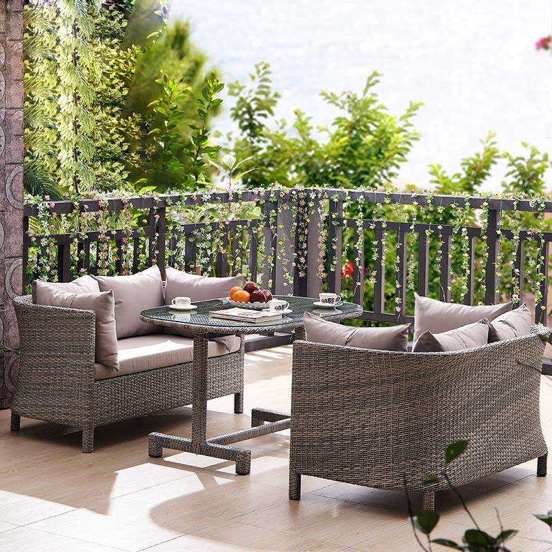 餐饮奶茶店卡座沙发休闲庭院阳台酒吧咖啡厅藤编桌椅组合户外家具