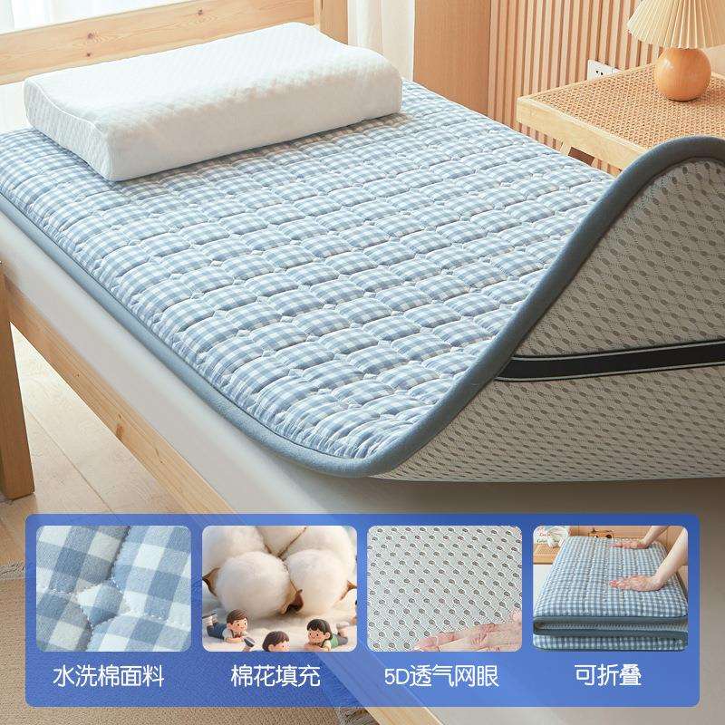 全棉色织棉花学生床垫上下铺四季床褥子可折叠床垫被跨境
