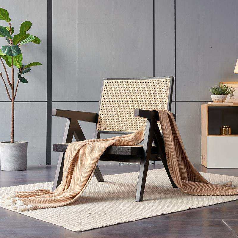 昌迪加尔休闲椅躺椅沙发椅子阳台单人实木中古椅子简约人字椅凳子