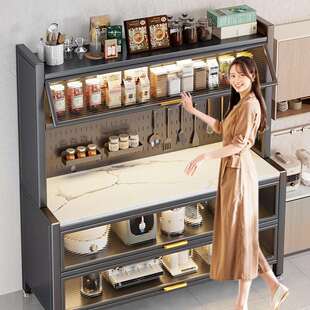 厨房置物架落地多层微波炉架子碗柜多功能收纳餐边储物柜橱柜柜子