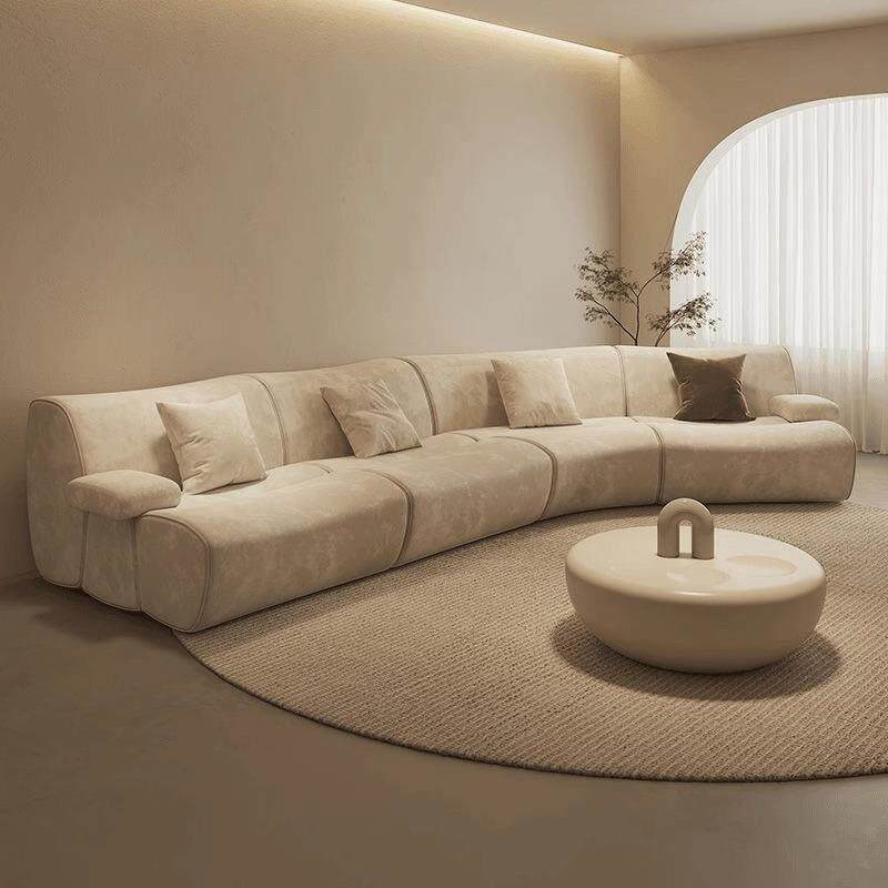 意式极简风竹节布艺沙发多人酒店客厅沙发设计师创意轻奢弧形组合