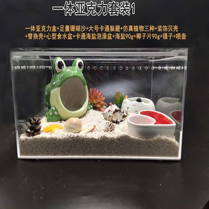 寄居蟹养殖盒螃蟹懒人用品套餐食物新手饲养箱套装躲避水盆屋造景