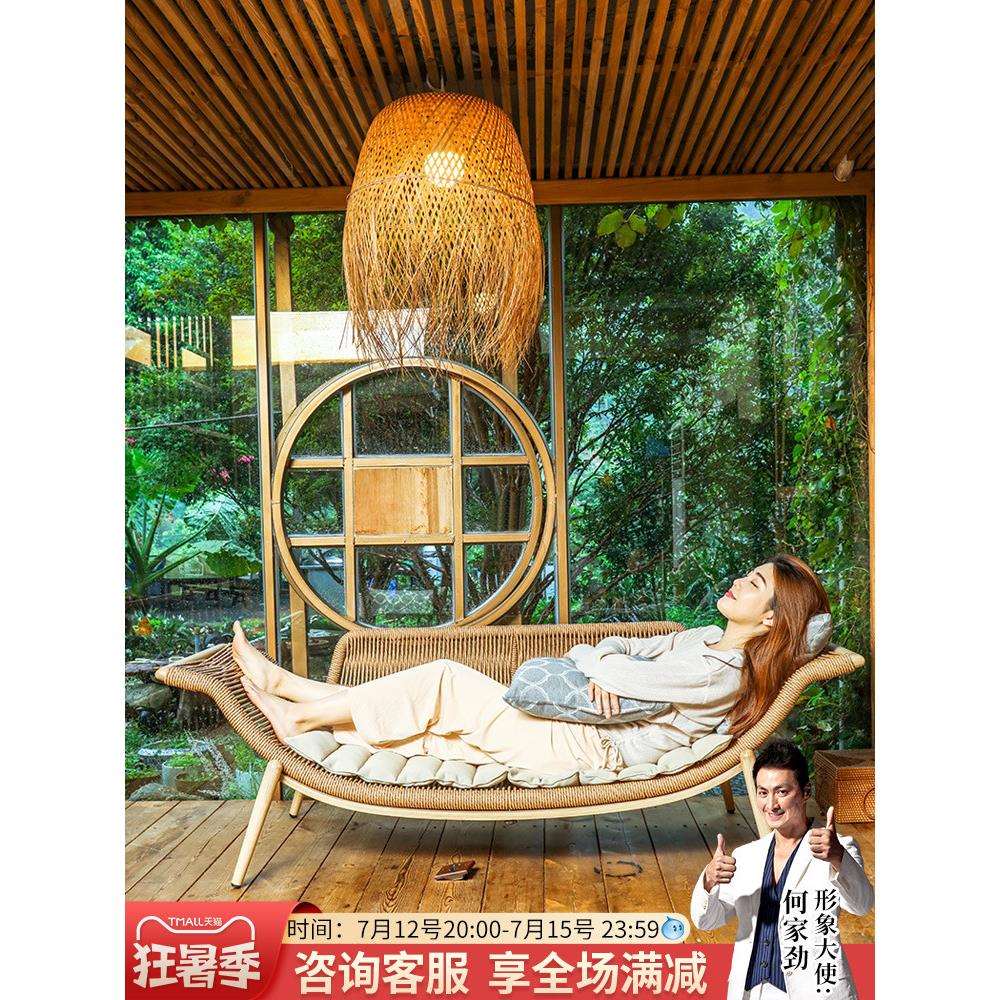 阳台贵妃躺椅沙发单人小户型卧室家用简约民宿美人中式贵妃榻