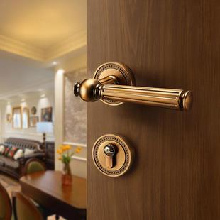 法式门锁卧室门把手室内房间复古美式磁吸分体锁家用木门锁